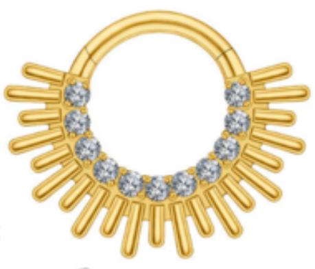 Titanium Hinge Ring Sun with Front Pave CZ