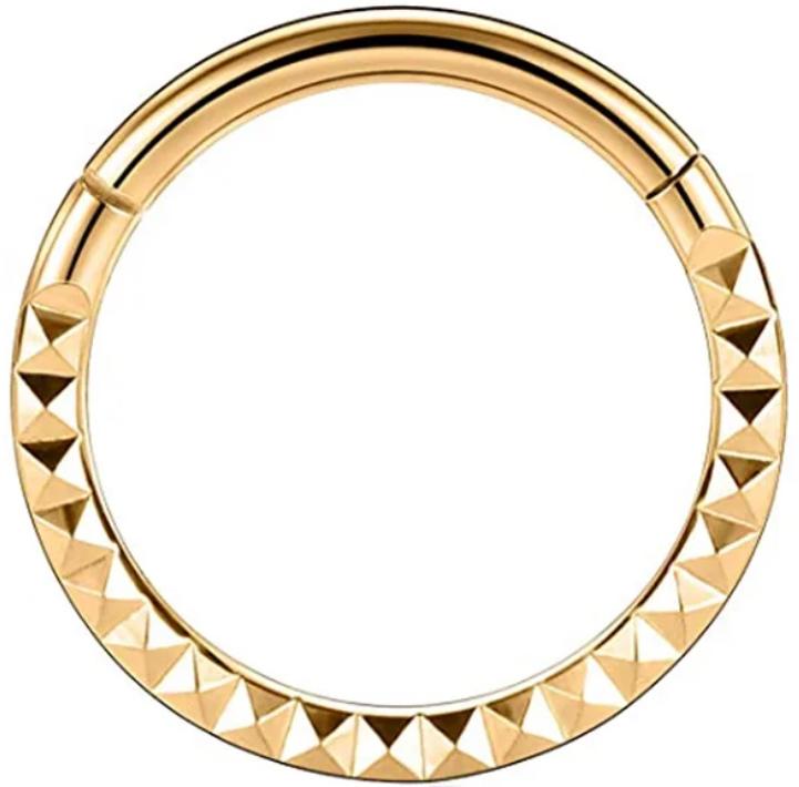 Titanium Hinge Ring with Front Pyramid Texture