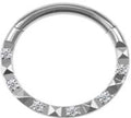 Titanium Hinge Ring with Front Pyramid and Round CZ
