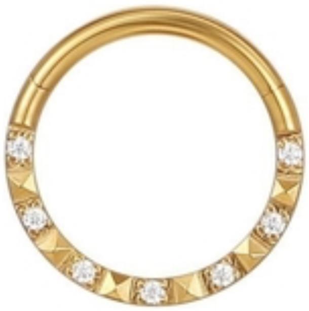 Titanium Hinge Ring with Front Pyramid and Round CZ