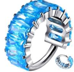 Titanium Hinge Ring with Side Baguette Cluster