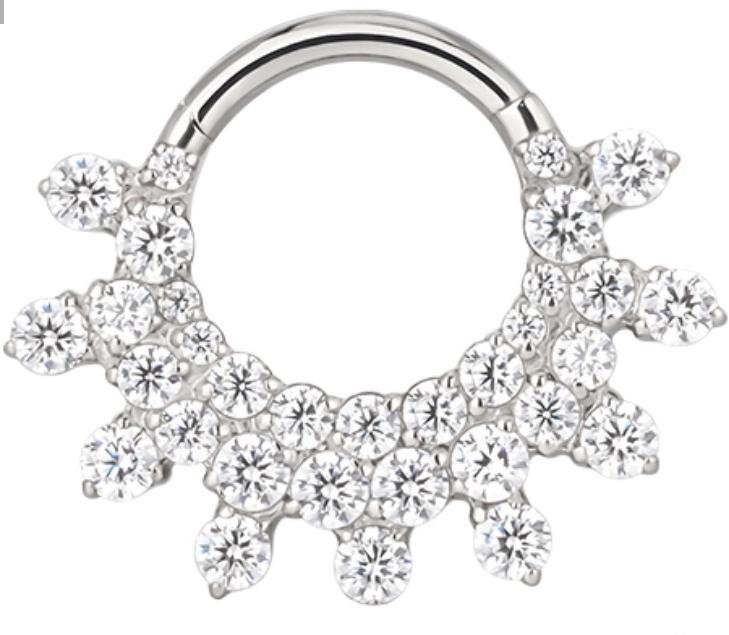 Titanium Hinge Ring Snowflake CZ
