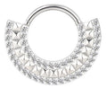 Titanium Hinge Ring Double Lined CZ and Pyramid