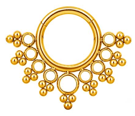 Titanium Hinge Ring with O-Ring and Clustered Tribal Beads