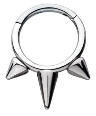 Titanium Hinge Ring with 3 Spikes