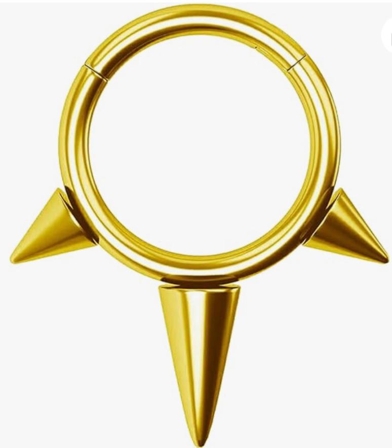 Titanium Hinge Ring with 3 Spikes