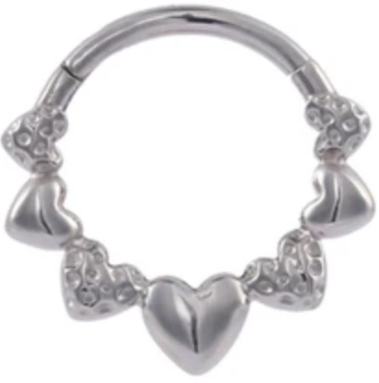 Titanium Hinge Ring Hearts