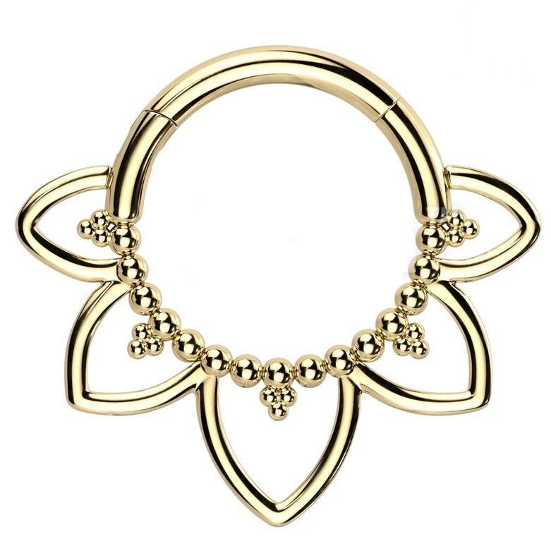 Titanium Hinge Ring with Bead Clusters Mandala