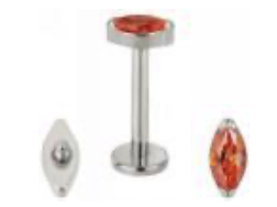 Internally Threaded Labret with Marquise Prong