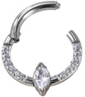 Titanium Hinge Ring Front Pave with Center Marquise CZ