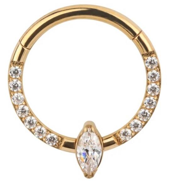 Titanium Hinge Ring Front Pave with Center Marquise CZ