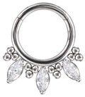 Titanium Hinge Ring with 3 Marquise CZ and Tribeads