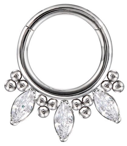 Titanium Hinge Ring with 3 Marquise CZ and Tribeads