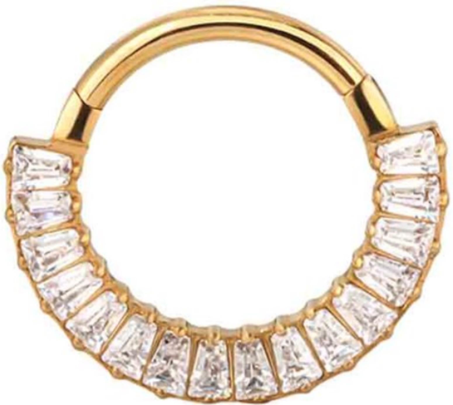 Titanium Hinge Ring with Front Tapered Baguette Cluster