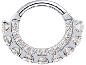 Titanium Hinge Ring Pave Face with Side Embbeded CZ