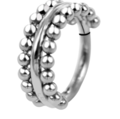 Titanium Hinge Ring Triple Row with Sides Beads