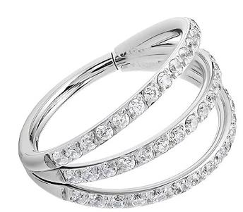 Triple Titanium Hinge Ring with Side Round CZ