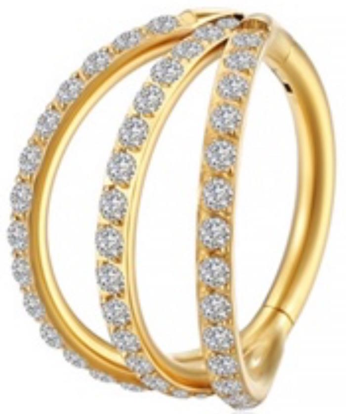 Triple Titanium Hinge Ring with Side Round CZ