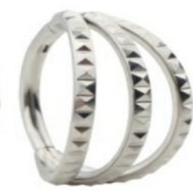 Triple Titanium Hinge Ring with Pyramid Texture
