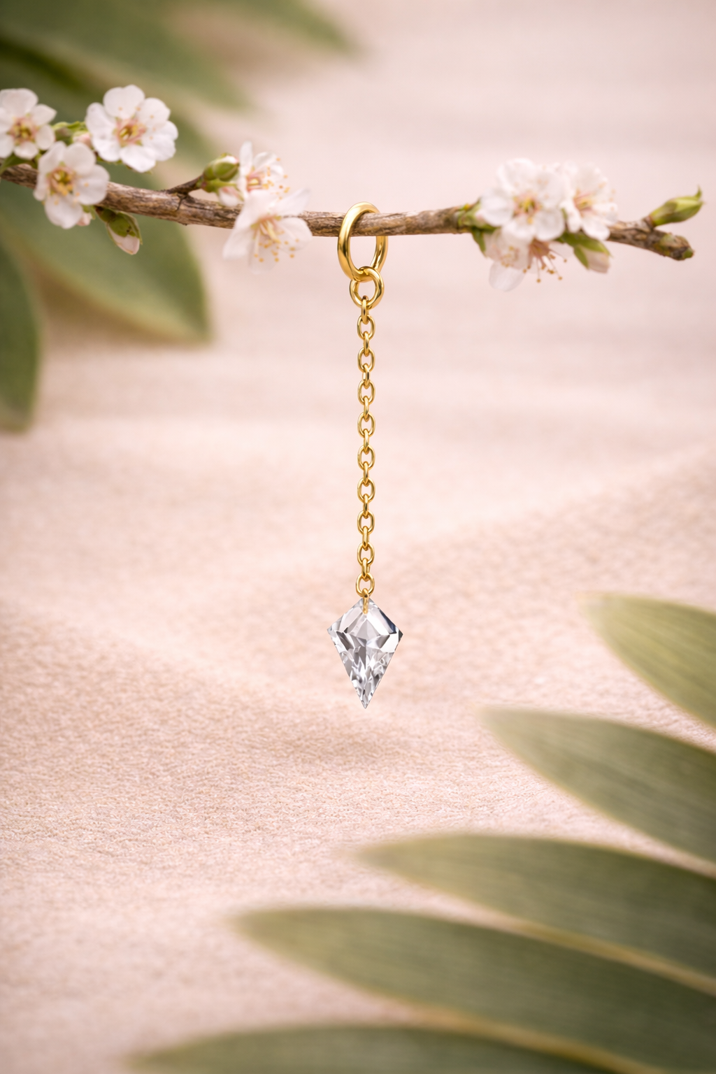 Threadless 14K Gold Kite CZ Dangle Charm