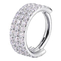 Titanium Hinge Ring Triple Row Pave