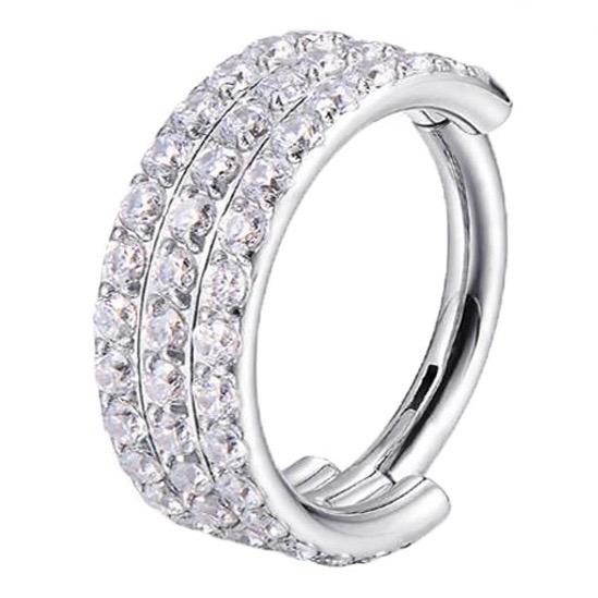 Titanium Hinge Ring Triple Row Pave