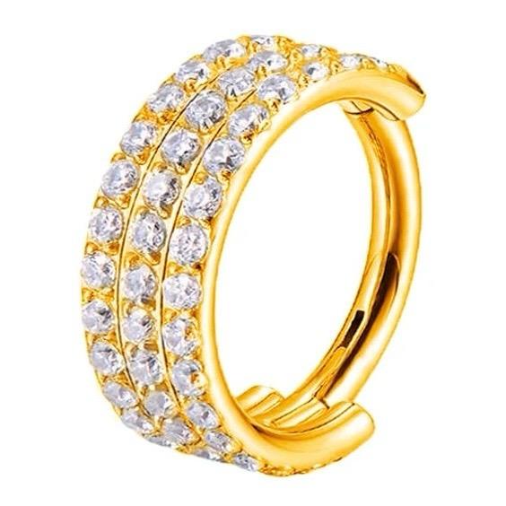 Titanium Hinge Ring Triple Row Pave