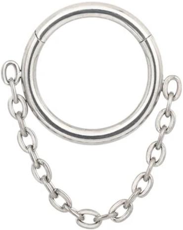 Titanium Hinge Ring with Chain Dangle