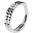 Double Stacked Titanium Hinge Ring with Pyramid Texture