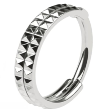 Double Stacked Titanium Hinge Ring with Pyramid Texture
