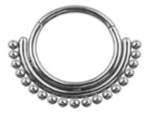 Titanium Hinge Ring Double Row Plain and Beads Cluster