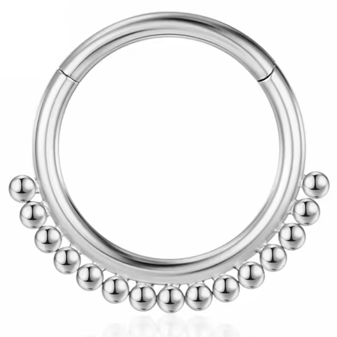Titanium Hinge Ring with Half Beads Cluster