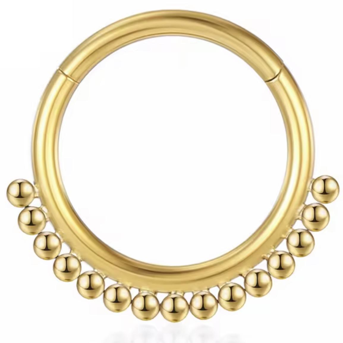 Titanium Hinge Ring with Half Beads Cluster