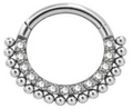 Titanium Hinge Ring Double Row Front Pave and Bead Cluster