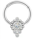 Titanium Hinge Ring with 5 CZ and Beads Cluster