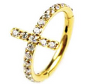 Titanium Hinge Ring Side Pave Cross