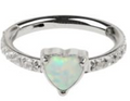 Titanium Hinge Ring with Side Pave CZ and Heart Opal