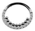 Titanium Hinge Ring with Front Pave CZ and Inside Bead Cluster