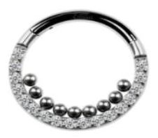 Titanium Hinge Ring with Front Pave CZ and Inside Bead Cluster