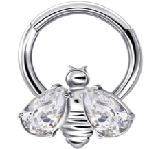 Titanium Hinge Ring Bee CZ