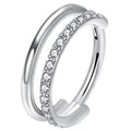 Titanium Hinge Ring Double Line Side Pave and Plain
