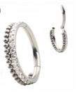 Titanium Hinge Ring Double Row with Side Pave CZ and Bead Cluster