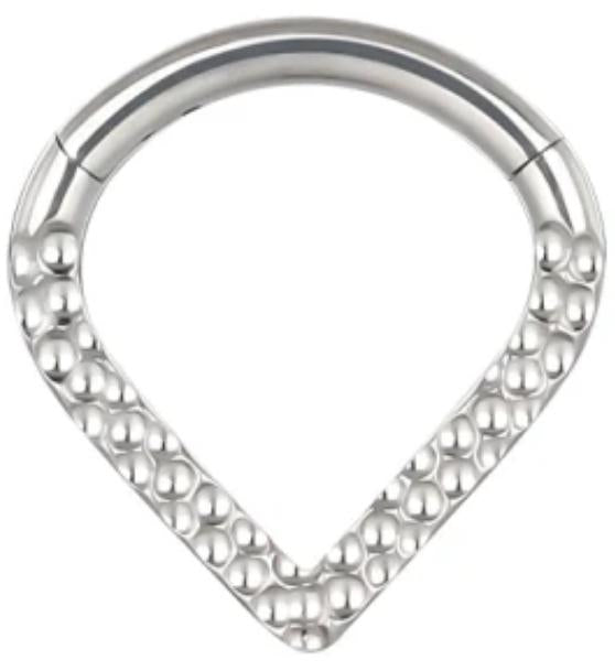 Titanium Hammered Chevron Hinge Ring