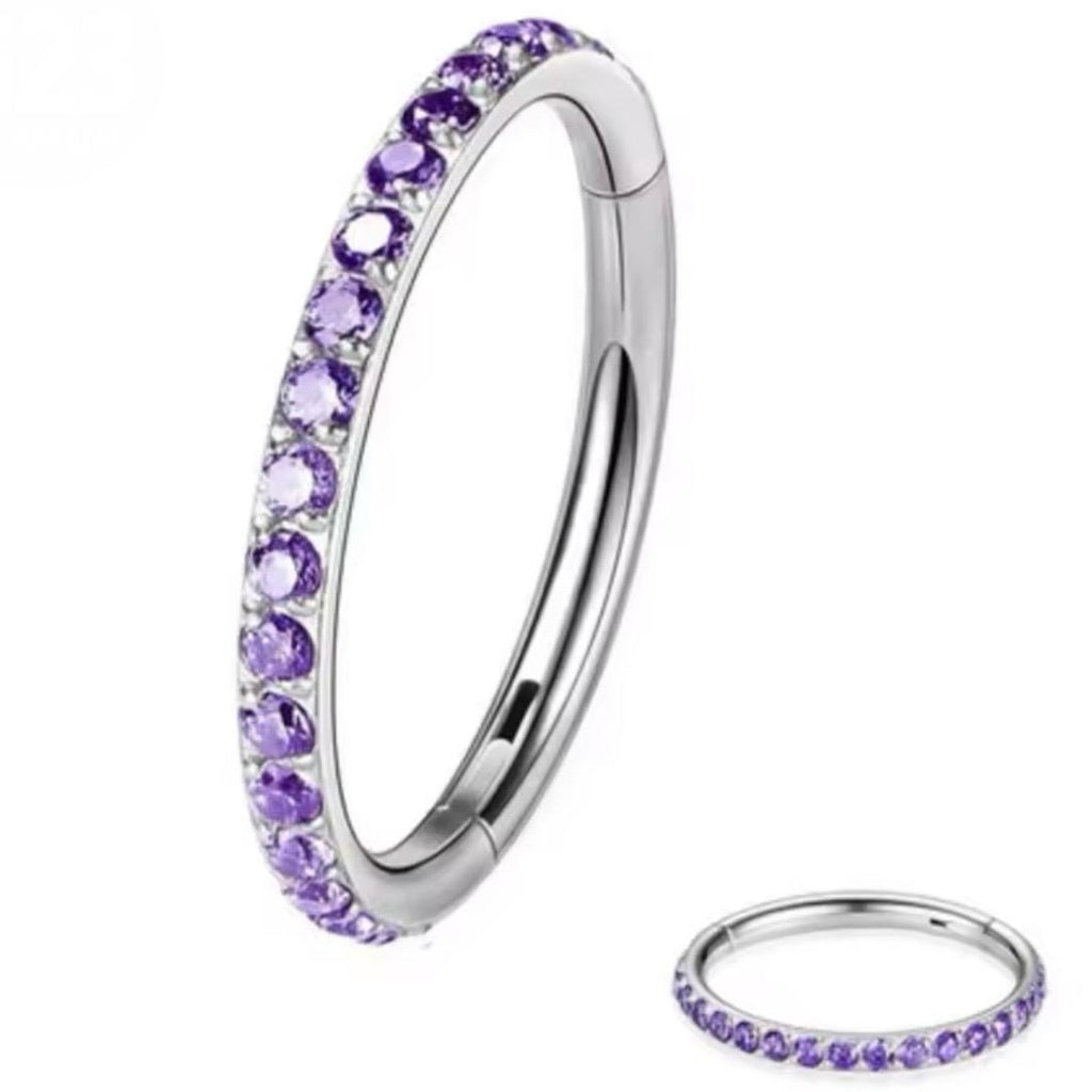 Titanium Hinge Ring with Side Pave CZ