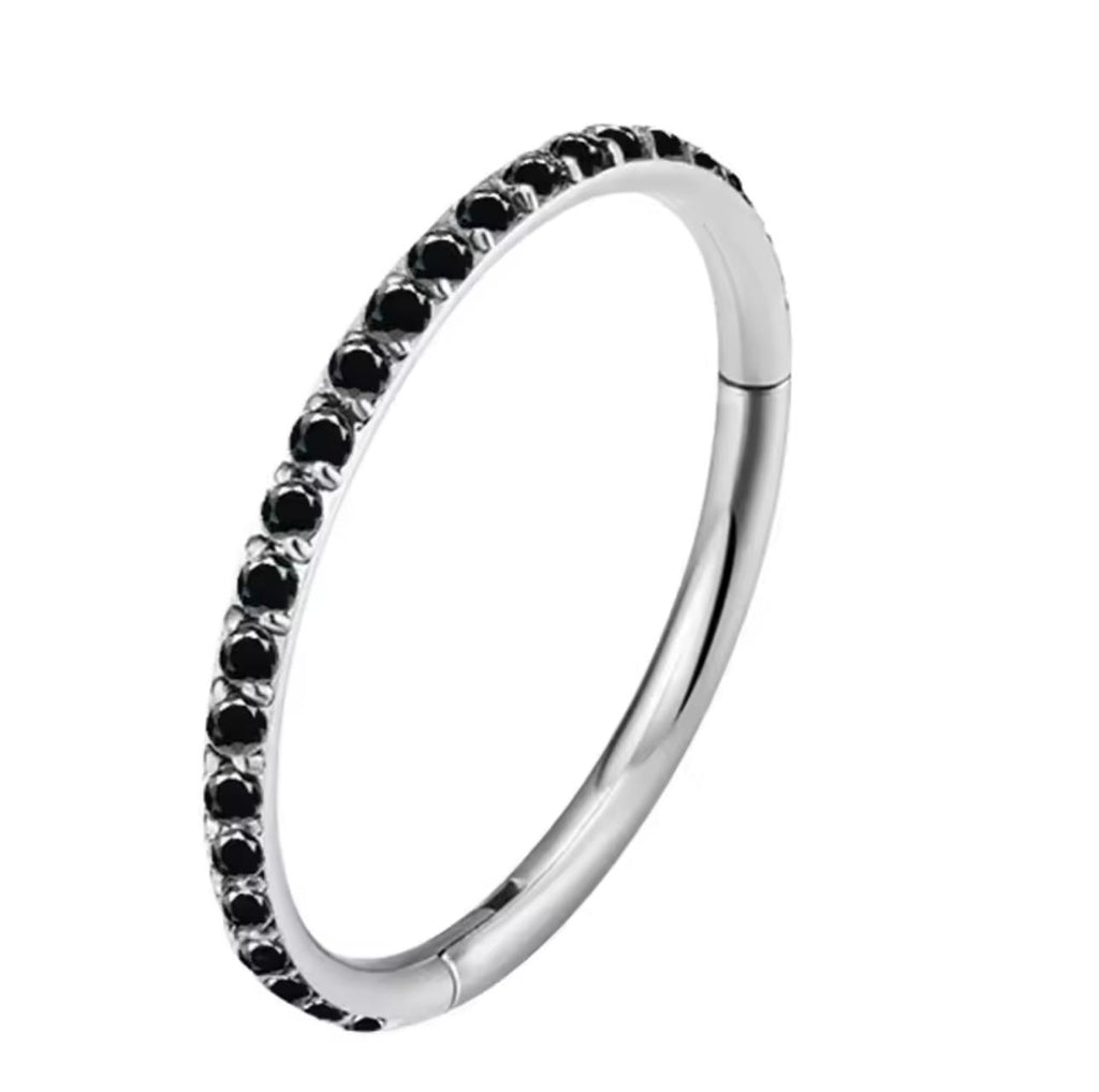 Titanium Hinge Ring with Side Pave CZ