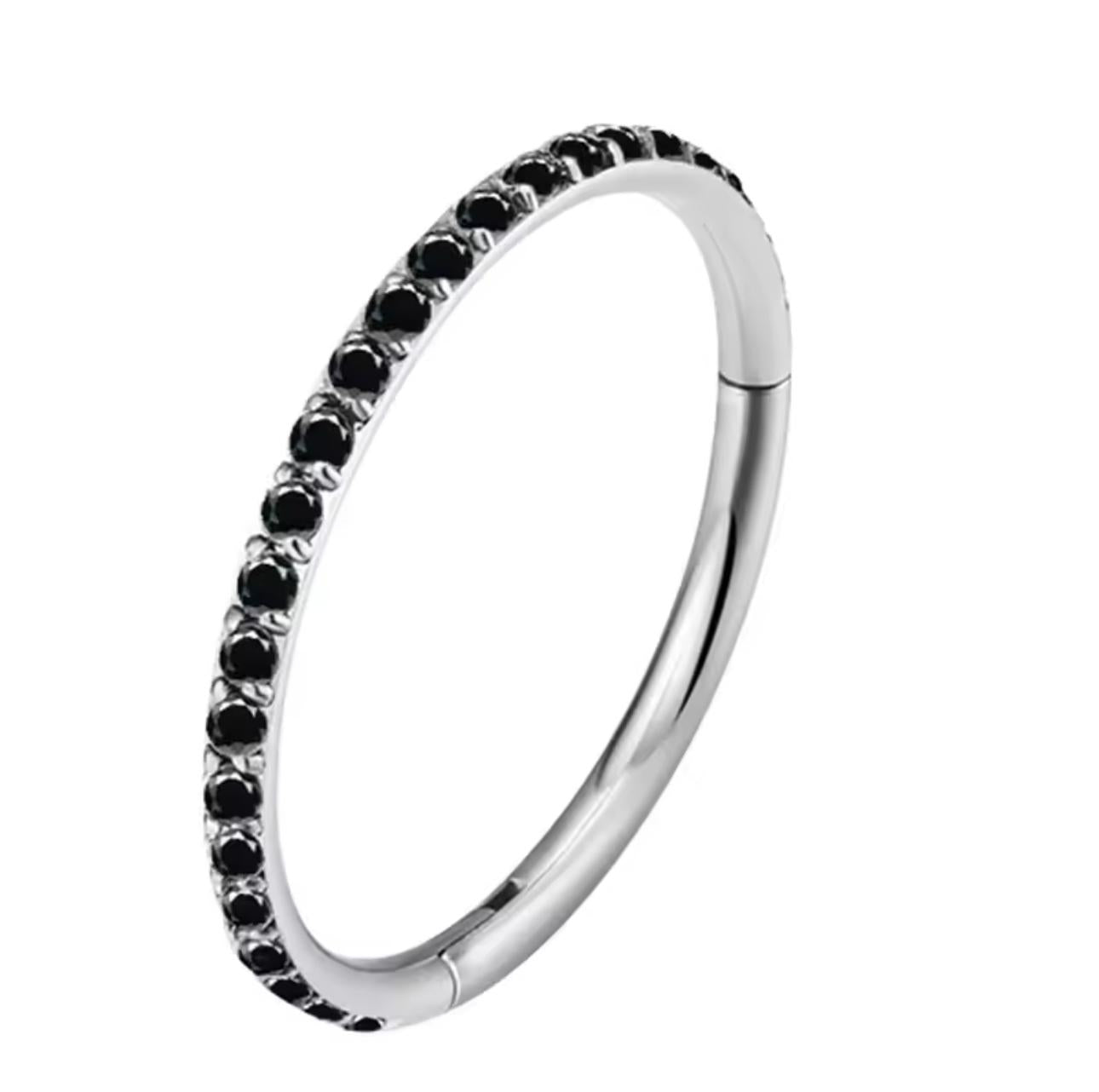Titanium Hinge Ring with Side Pave CZ