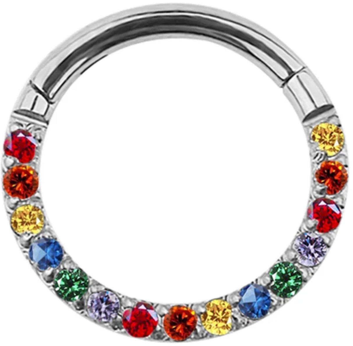 Titanium Hinge Ring with Front Pave CZ