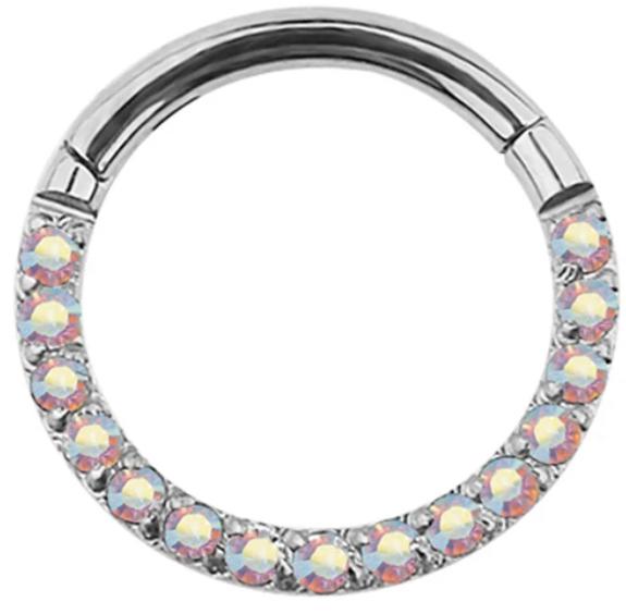 Titanium Hinge Ring with Front Pave CZ