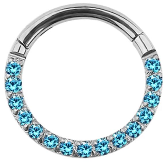 Titanium Hinge Ring with Front Pave CZ