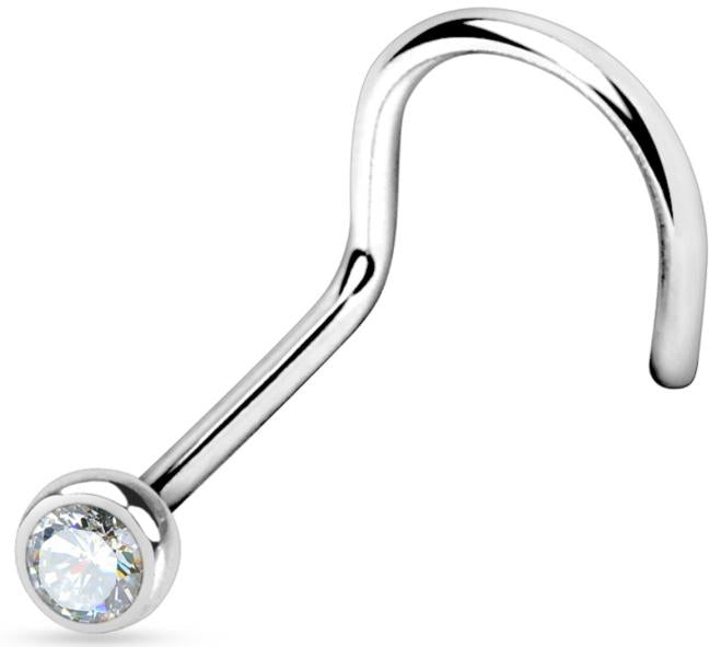 Nose Screw with Bezel Set CZ